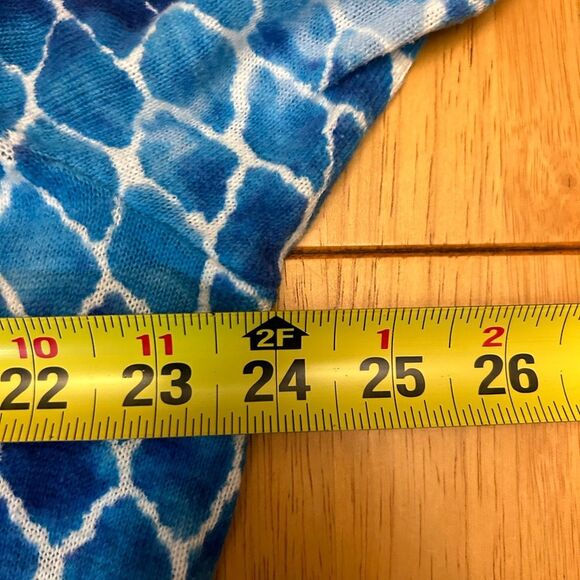 CATHERINES V Neck cardigan sweater Blue White Short Sleeve Top size 1X 18/20w - Picture 7 of 8